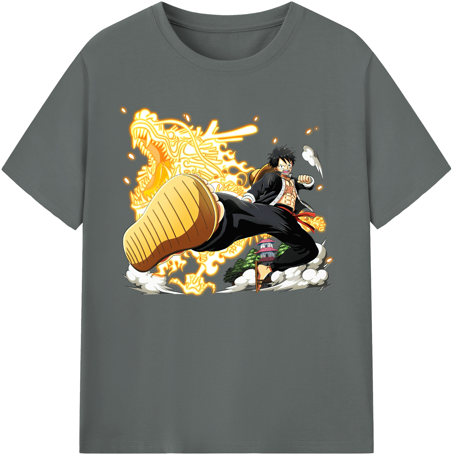 ワンピース モンキー・D・ルフィ ONE PIECE Monkey D. Luffy 綿100％ メンズ半袖Tシャツ｜肌触りやわらか＆通気性